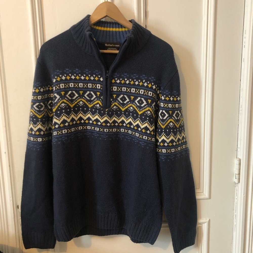 Men's Quarter Zip Fair Isle Sweater